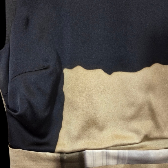 Elie Tahari Black and Cream Sleeveless Sheath Sulk Blend Mini Dress Size 8 - Picture 3 of 6